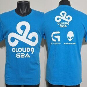 Cloud9 esports Jersey Tee Shirt M Mens Blue Logitech g2a Alienware Gamer T-shirt